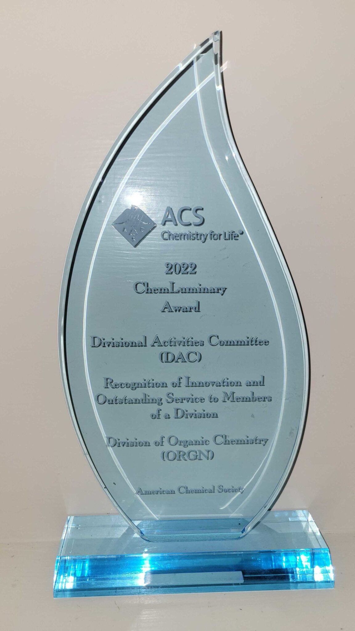 Division Wins ChemLuminary Award ACS Division of Organic Chemistry